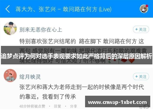追梦点评为何对选手表现要求如此严格背后的深层原因解析